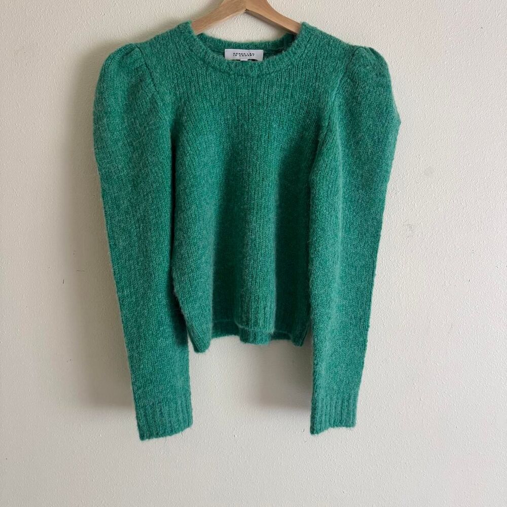 Derek Lam 10 Crosby Locken Puff Sleeve Alpaca Blend Sweater Green Medium